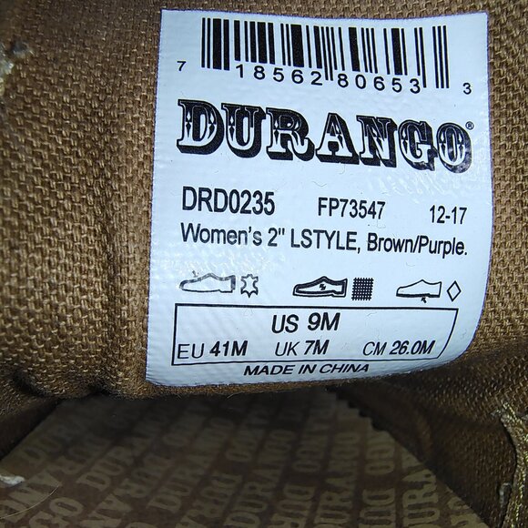 Durango Loafers Boat Shoes Women's Size 9 Medium Brown Purple Tooled Leather - Picture 9 of 10